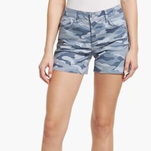 Wit&Wisdom 'Ab' Solution Camo High Waist Raw Hem Shorts in Blue Shadow Sz 10 NWT